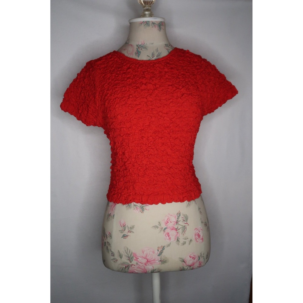 Free People Flame Scarlet Textured Open Back Crop Top Red Womens Medium NWT